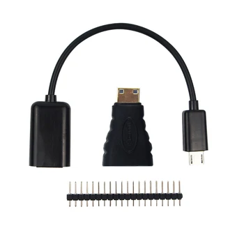 

3 in 1 Raspberry Pi Zero Adapter Kit Mini HDMI to HDMI adapter+Micro USB to USB Female OTG Cable + 20 pin Male GPIO Header RRI 0