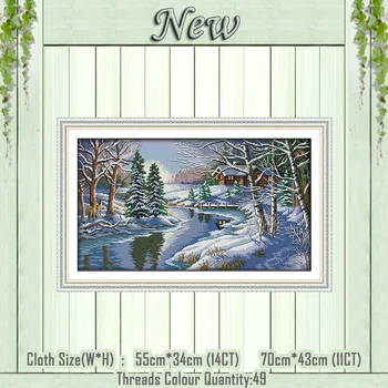 

Snowscape winter scenery diy painting counted print on the canvas DMC 11CT 14CT kits NKF Cross Stitch embroidery needlework Sets