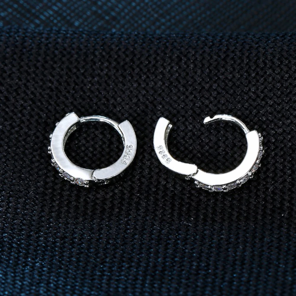 1 Pair Silvering Plated Huggies Earrings Small Round Rhinestones Hoop Earrings Women’s Hot Fashion Jewelry Gifts Jewelry Gift