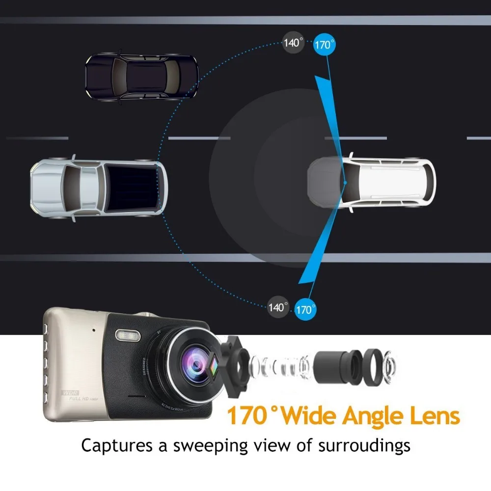 Eaglecam 4,0 дюймов Автомобильный видеорегистратор 170 градусов Автомобильная камера T810 Oncam Dash cam камера ночного видео DVRS Full HD 1080P