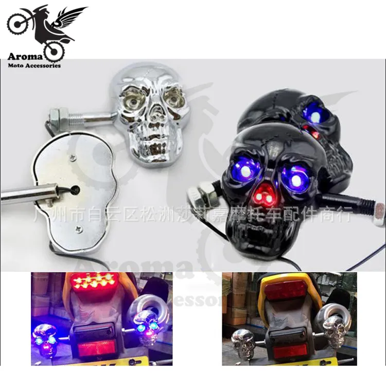 

4 model available black silver skull moto turn signal light Skeleton motorbike flasher ghost motorcycle indicator LED scooter