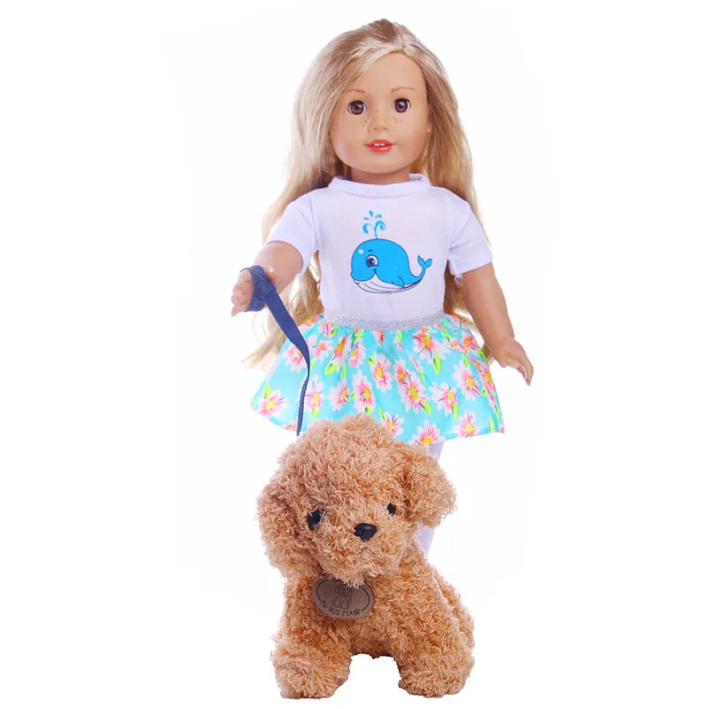 Милая собака набор+ плюшевая собака кукла аксессуары подходит 18 дюймов американская Кукла Одежда Аксессуары Рождественский подарок