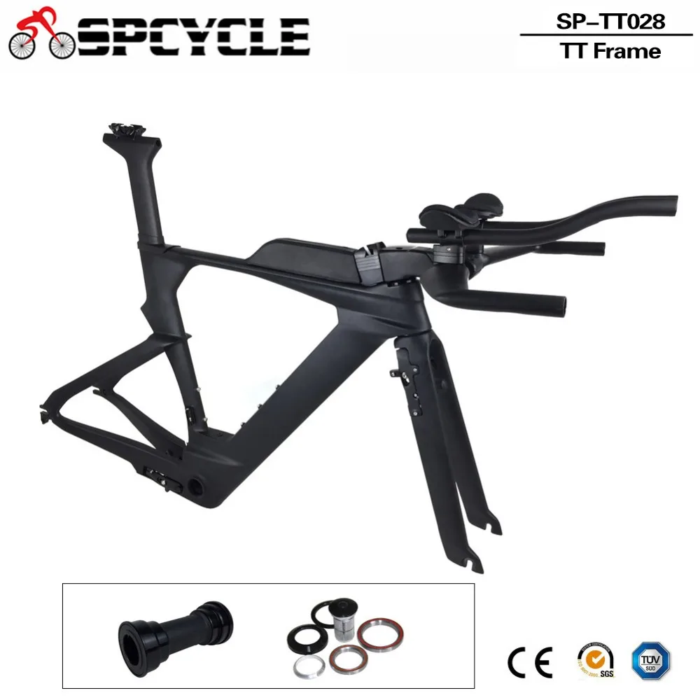 Cheap Spcycle 2019 New Carbon Time Trial Triathlon Bike Frame DI2 & Machinery Road TT Bicycle Frameset BB86 System With Trp Clipers 1
