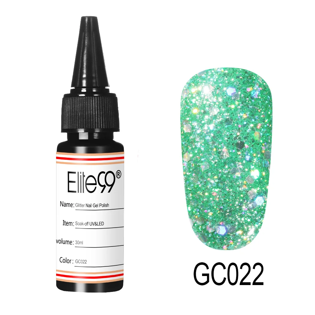 Elite99 30 мл Блестящий цветной Гель-лак для ногтей бриллианты дизайн ногтей маникюр гель лак замачиваемый мерцающий УФ гель лак для ногтей - Цвет: GC022