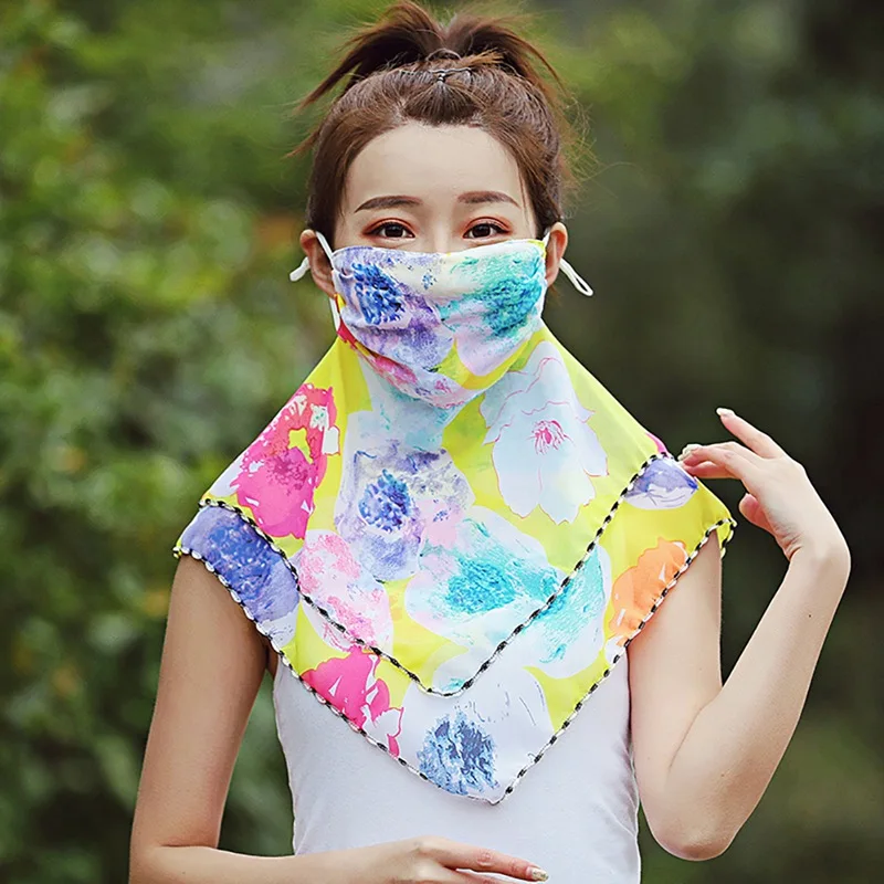 1 Pcs Sunscreen Veil Chiffon Masks UV Shawl Anti Haze Pollen Outdoor Travel Face Dust Thin Neck Protection Summer Female