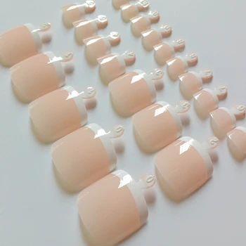 

24Pcs French Toe Nails Shiny Acrylic Fake Nails Toenail Clear Pink False Nails DIY Nail Art For Foot Press On Nail