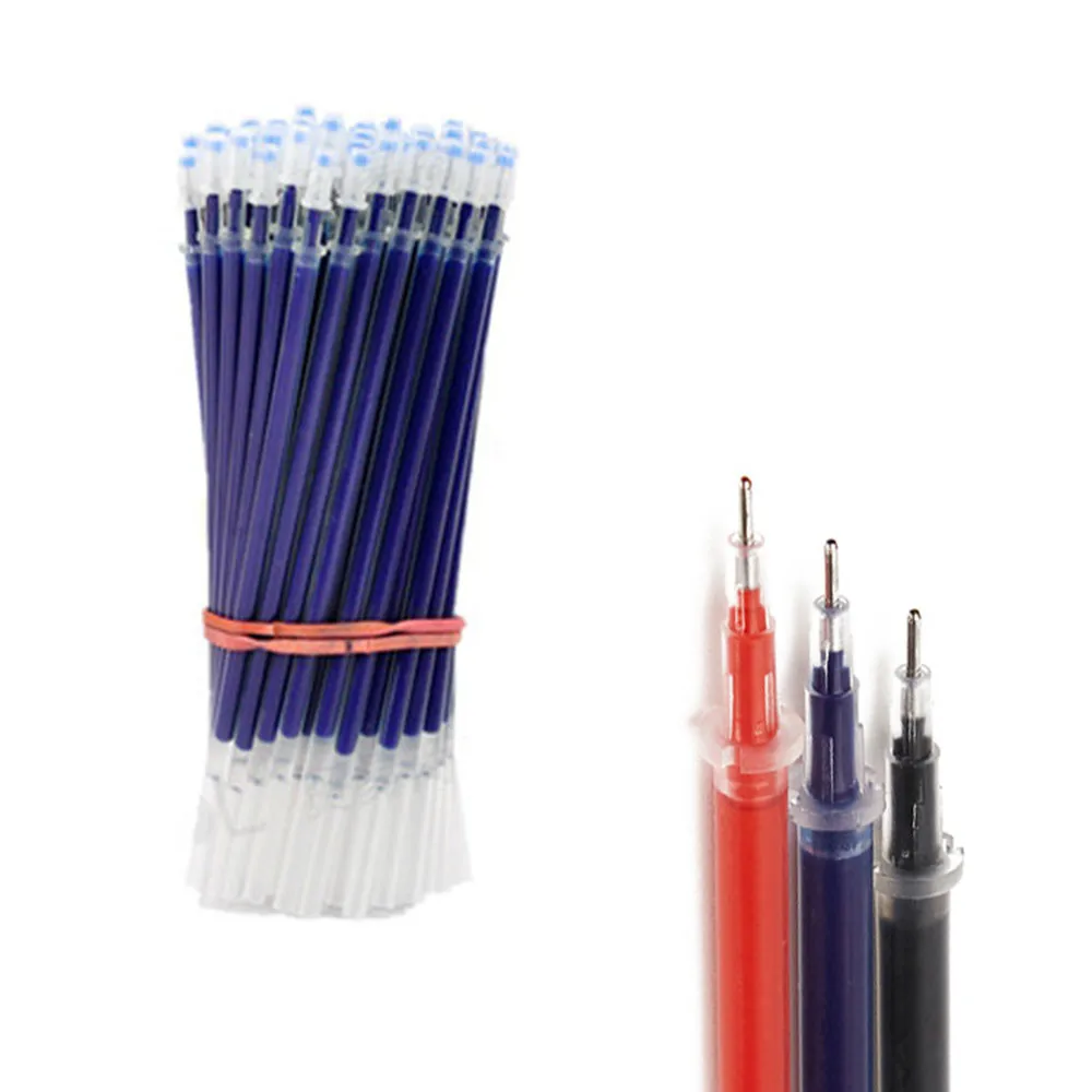 100 пакет заправка шариковых ручек Core ручка тонкий наконечник школьные канцелярские товары 0,38/0,5 мм черный, красный, синий стержни для гелевых ручек A30 - Цвет: 0.38mm blue