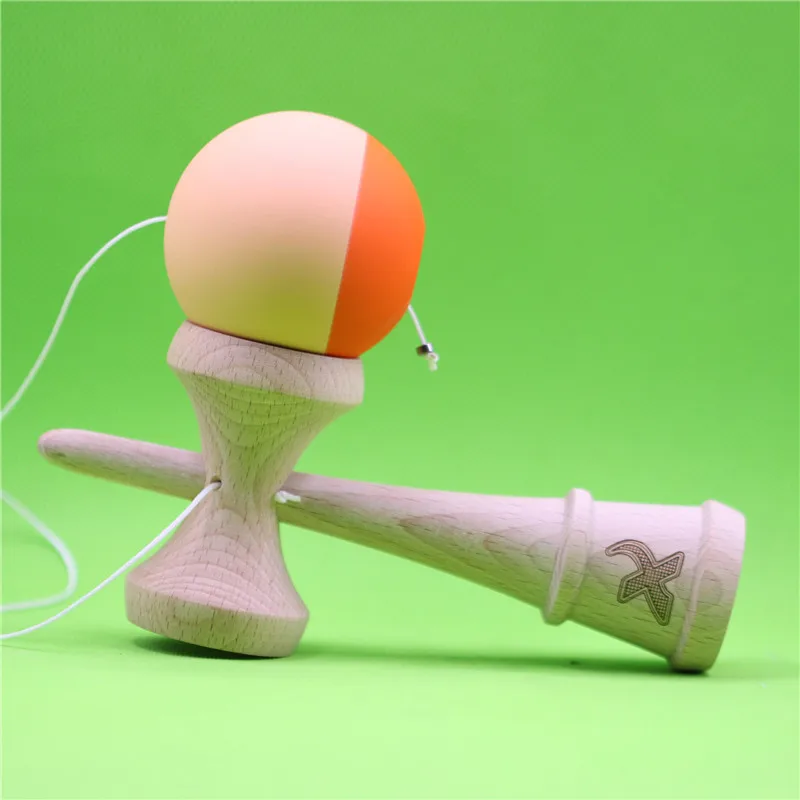 Резина 70/30 Сплит Kendama, 4 цвета на выбор, с прядильной бусинкой, большой традиционный Кен, изготовлен из бука, 18 см резиновая кендама