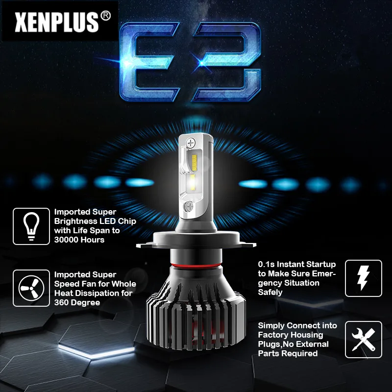 Xenplus 2 шт. H7 Светодиодные Автомобильные фары H4 H11 H8 H1 H3 HB3 H27 9005 9006 Lumiled зэс 12V 60 Вт 8000lm E3 автомобильной лампы Авто противотуманных фар