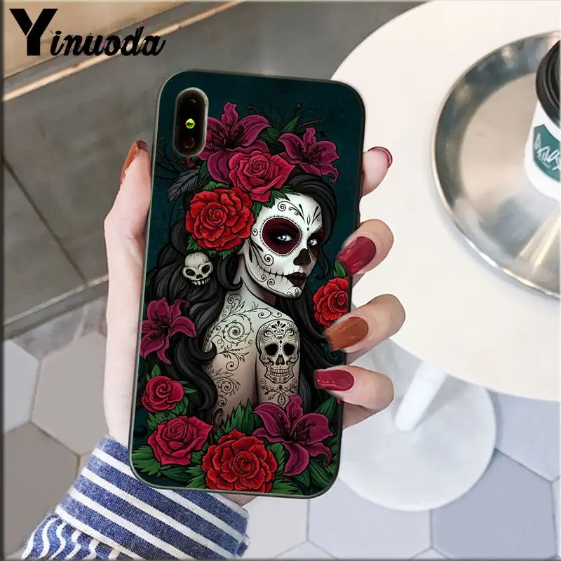 Catrina beautiful rose girl Skull Art