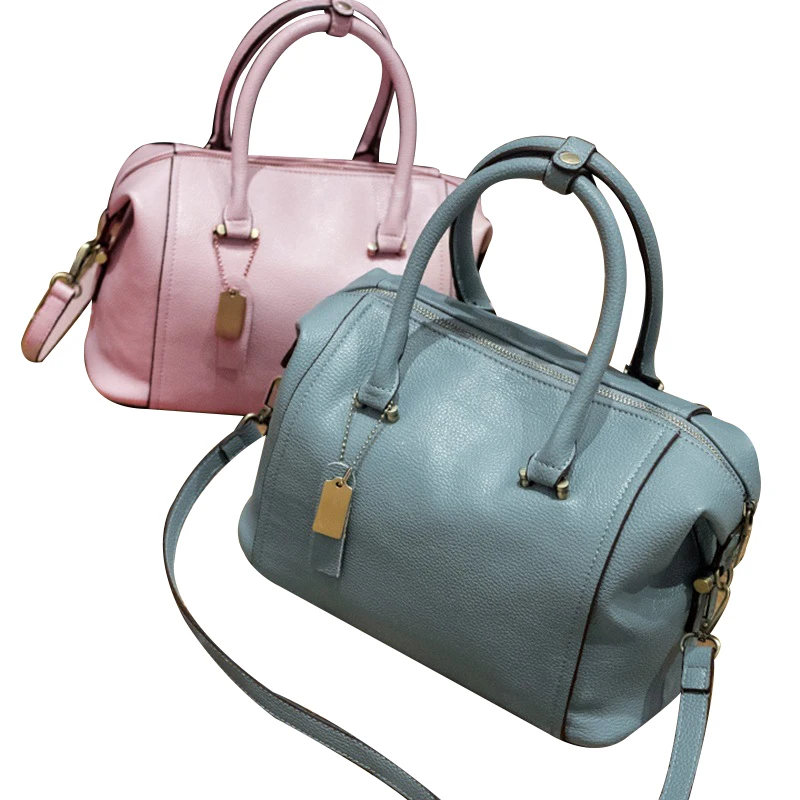 

Brand leather handbags 2017 new fashion leather Boston bag hand shoulder messenger bag two models 4 colors wholesale