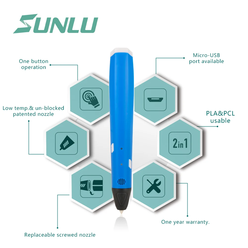 Новая 3D ручка для печати, 3D Ручка для рукоделия PLA/PCL нить поддерживается для детей и взрослых, 3D моделирование, художественный дизайн-синий цвет