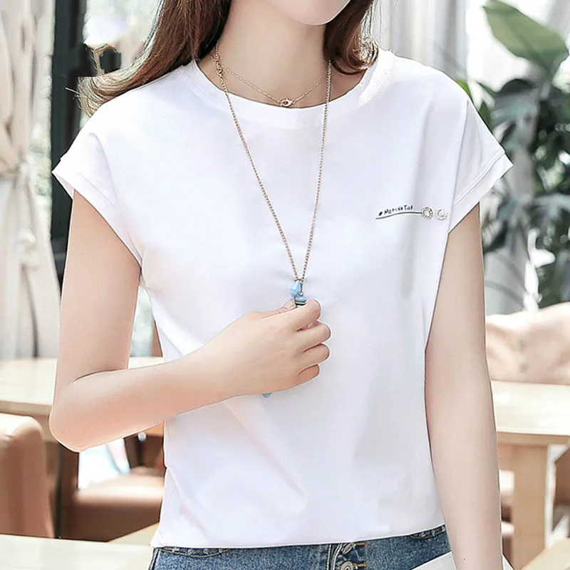 Blusas mujer de moda летние блузки camisas mujer женские рубашки с коротким рукавом топы размера плюс женские топы и блузки 2299 50 - Цвет: Белый