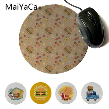 

MaiYaCa Top Quality Delicious burger DIY Design Pattern Game mousepad Custom Design Gaming Computer Round Mouse pads