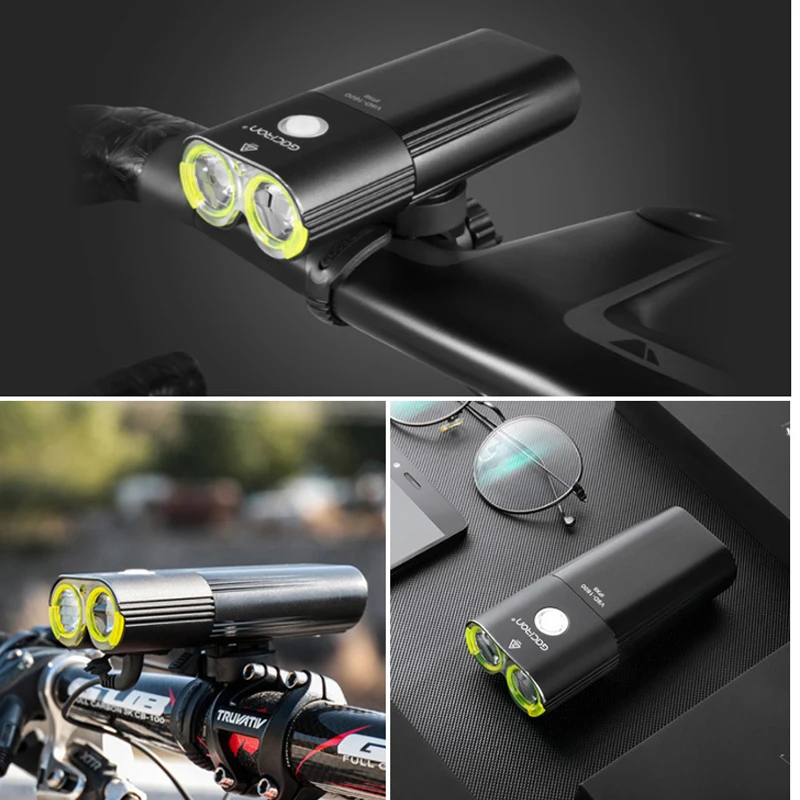 Top GACIRON Pro Bicycle Light Bike Headlight Power Bank IPX6 Waterproof MTB Road Cycling Flashlight LED Lamp With tail light set 2