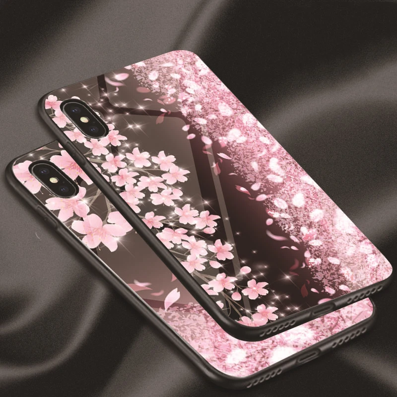 Стеклянный чехол для телефона Sakura iPhone XS MAX XR задняя крышка из закаленного стекла X