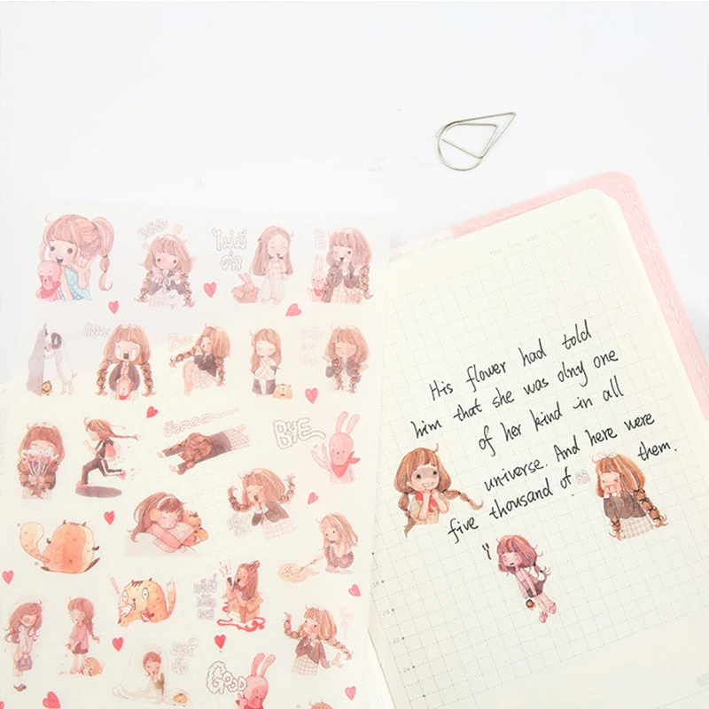 6 листов/упаковка Kawaii Красивые японские девушки стикер мультяшка стикер s Скрапбукинг для украшение дневника школьные канцелярские принадлежности
