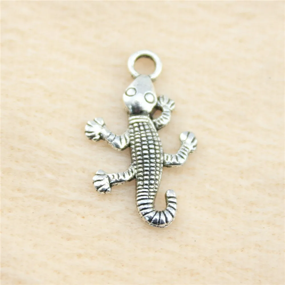 

80pcs/lot 25*15mm ancient silver Gecko charm Pendants DIY jewelry for bracelet necklace earring