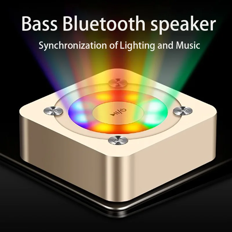 MINI Smart Bluetooth speakers classic portable stereo surround sound HD call denoise LED flashing lights Voice prompt TF card