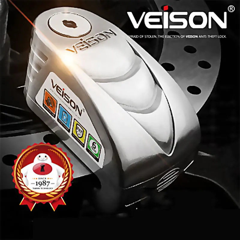 VEISON Анти-кражи диск для мотоцикла тормозной замок навесной замок с сигнализацией замок для тормозного диска велосипеда Предупреждение безопасности замок для скутера 120dB Водонепроницаемый