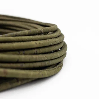 

10METER 3mm dark green Cork Cord Portuguese cork jewelry supplies /Findings cord vegan material COR-365-10