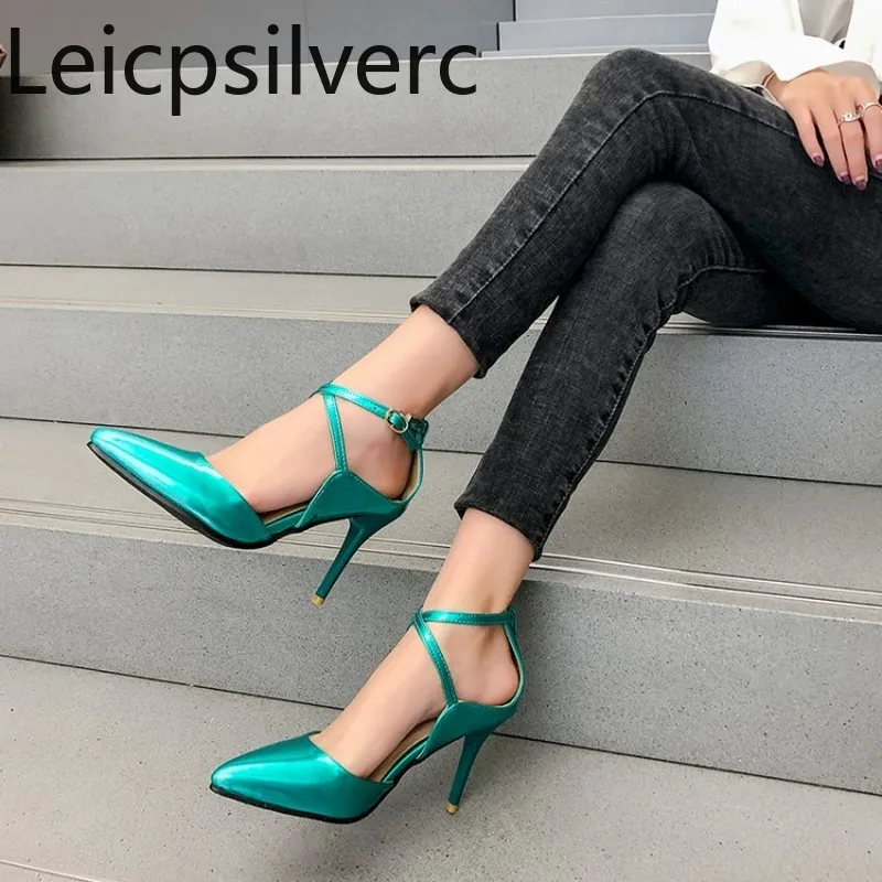 

Pumps Spring and autumn The New fashion Pointed Shallow mouth Buckle Fine heel High heel Women's shoes plus size 30-48