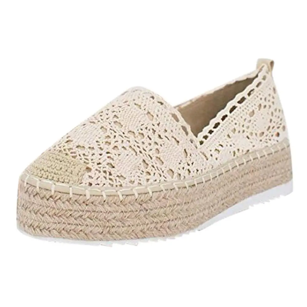 

TANGNEST Women Flat Shoes Fashion Women Hollow Platform Casual Shoes Solid Color Breathable Wedge Espadrilles Shoes XWC1545