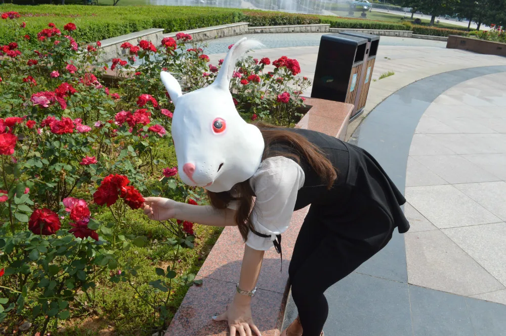 Экологичная латексная голова животного Белый Розовый Черный маска кролика забавная фотография Реквизит маскарадная Карнавальная маска