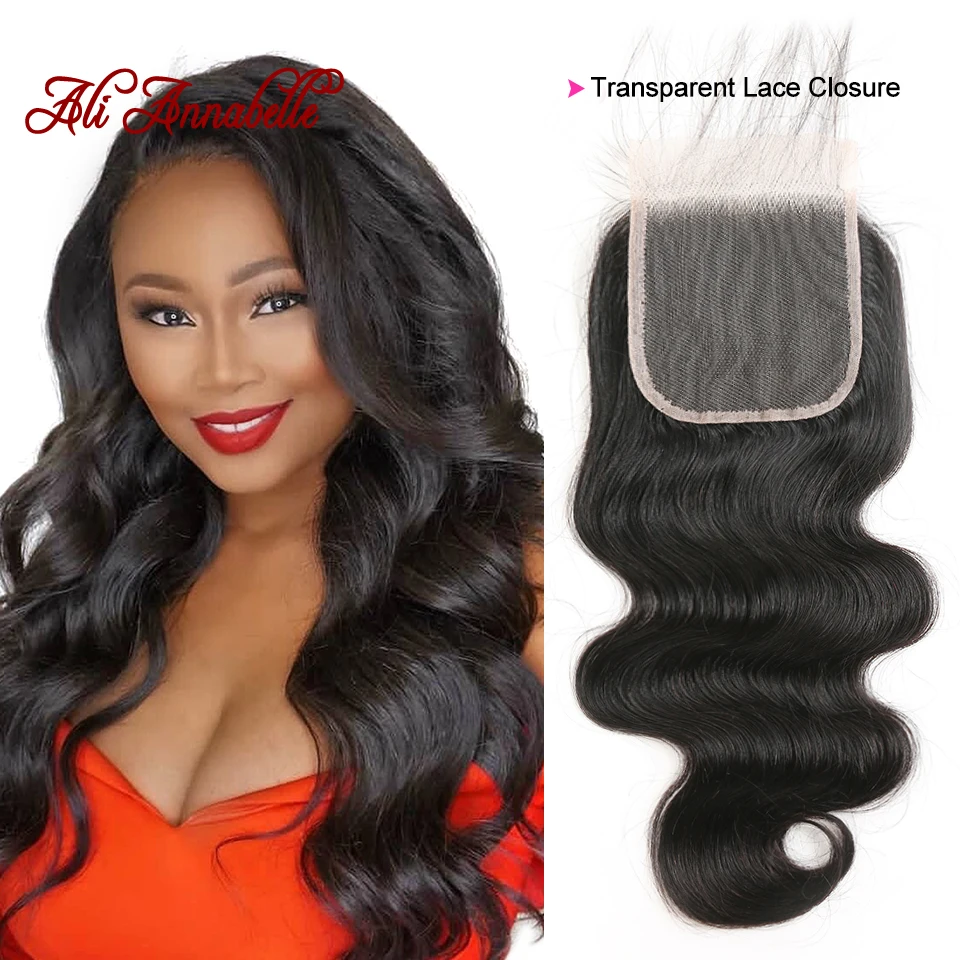 

Body Wave Transparent Lace Closure 4*4 Swiss Lace Closure Free/Middle Part Brazilian Body Wave Human Hair Lace Closure 10"-20"