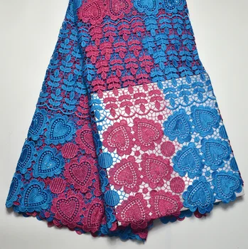 

Latest African Fushia blue Guipure lace Wedding lace Fabric High Quality African Embroidered For Wedding