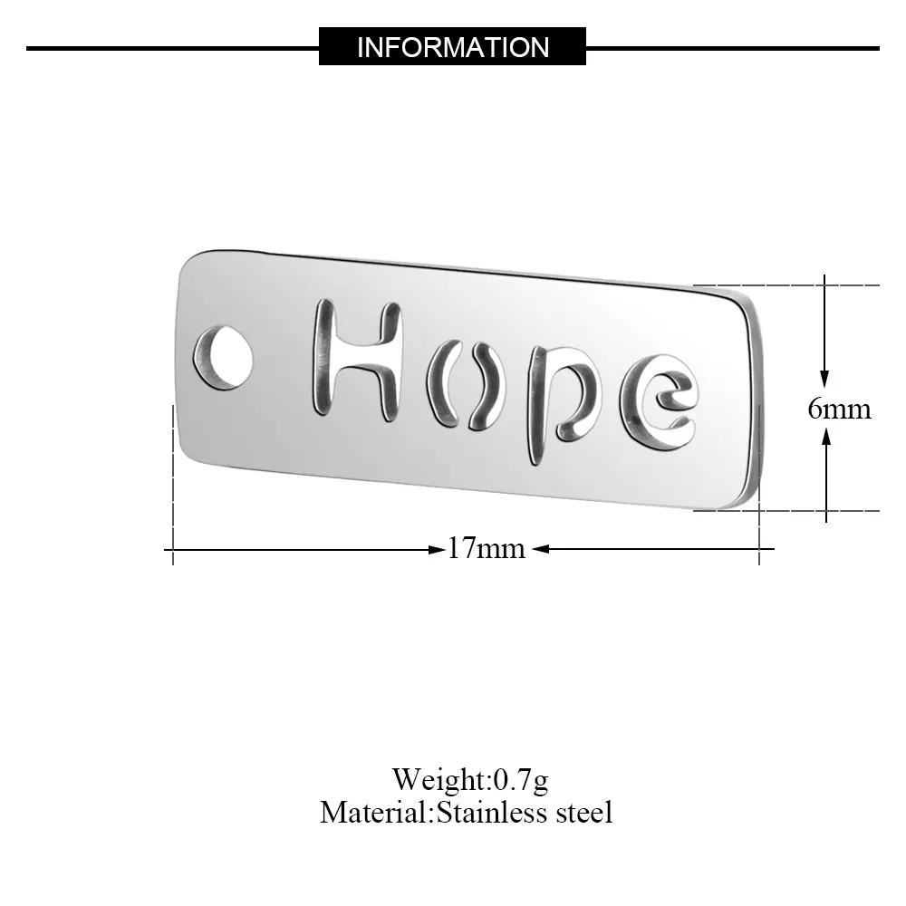 10 шт./лот нержавеющая сталь энергетические слова, шармы VNISTAR полированные Любовь Вера надеюсь тег Счастливый DIY Ювелирные изделия найти поставки - Окраска металла: T075