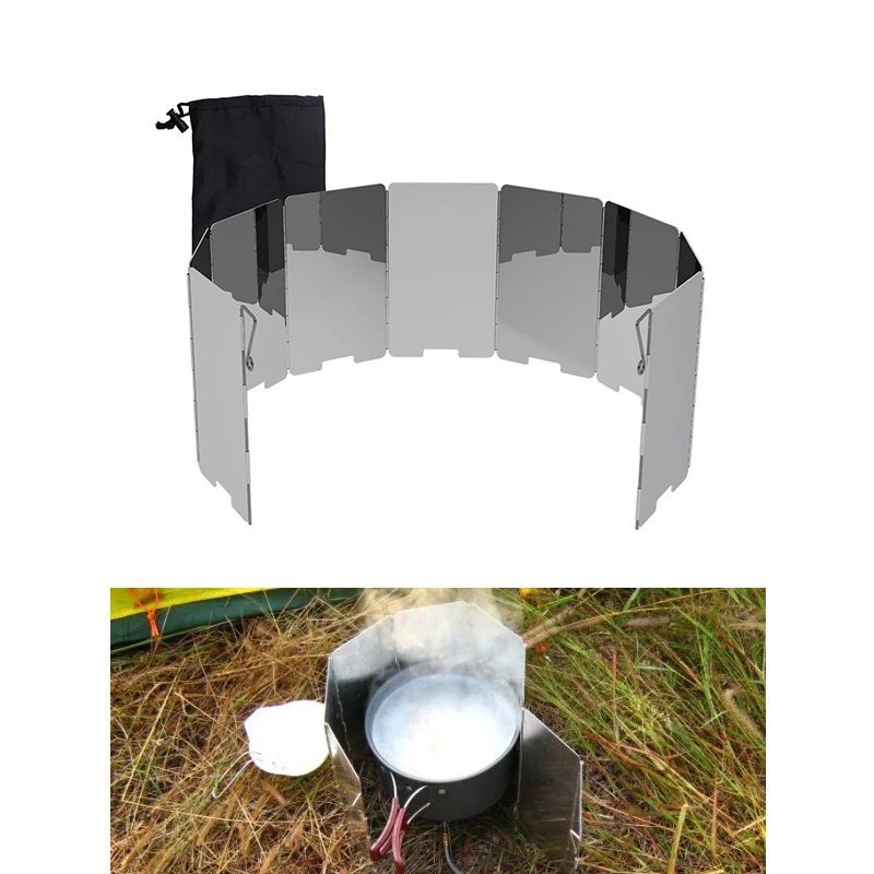 

8/9/10/12 Plate Foldable Stove Windshield Outdoor Camping Cooking Gas Stove Aluminium Alloy Wind Screen Shield Camping Equipment