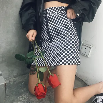 

2019 New Fashion Zipper Slim Skirt Women Bodycon Preppy Style High Waist A Line Skirts Harajuku Girl Check Plaid Mini Skirts