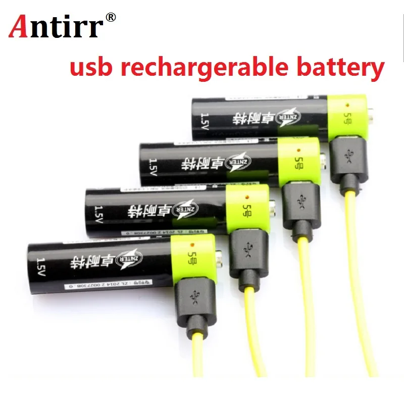 ZNTER AA перезаряжаемая батарея 1,5 V 2A 1250mAh usb зарядная литиевая батарея с микро USB кабелем