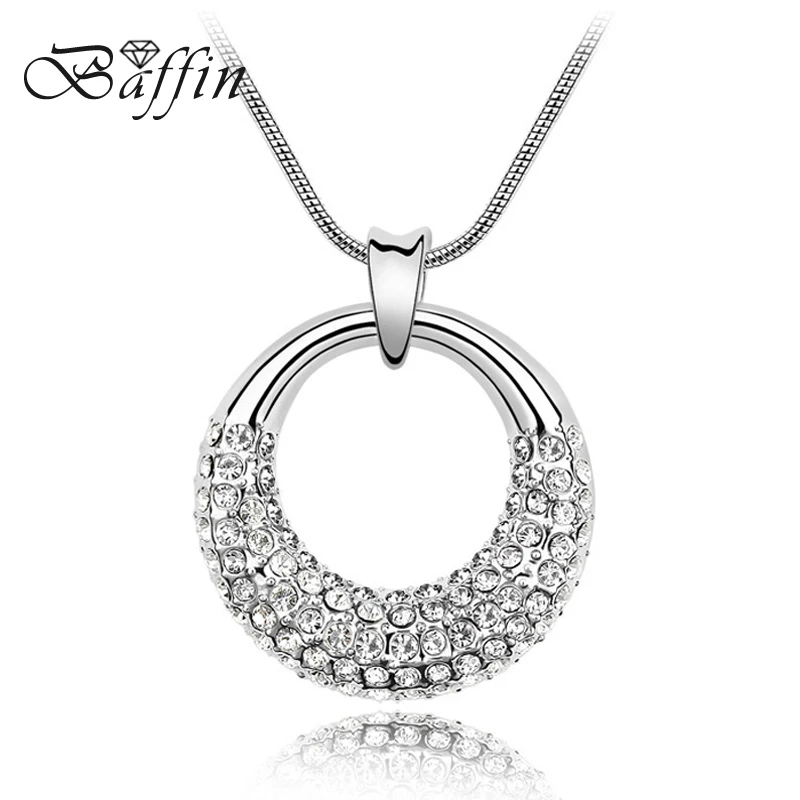 

Baffin Fashion Circle Pendant Necklace Made With Austria Crystals For Women Daily Jewelry Birthday Gift Silver Color Collars