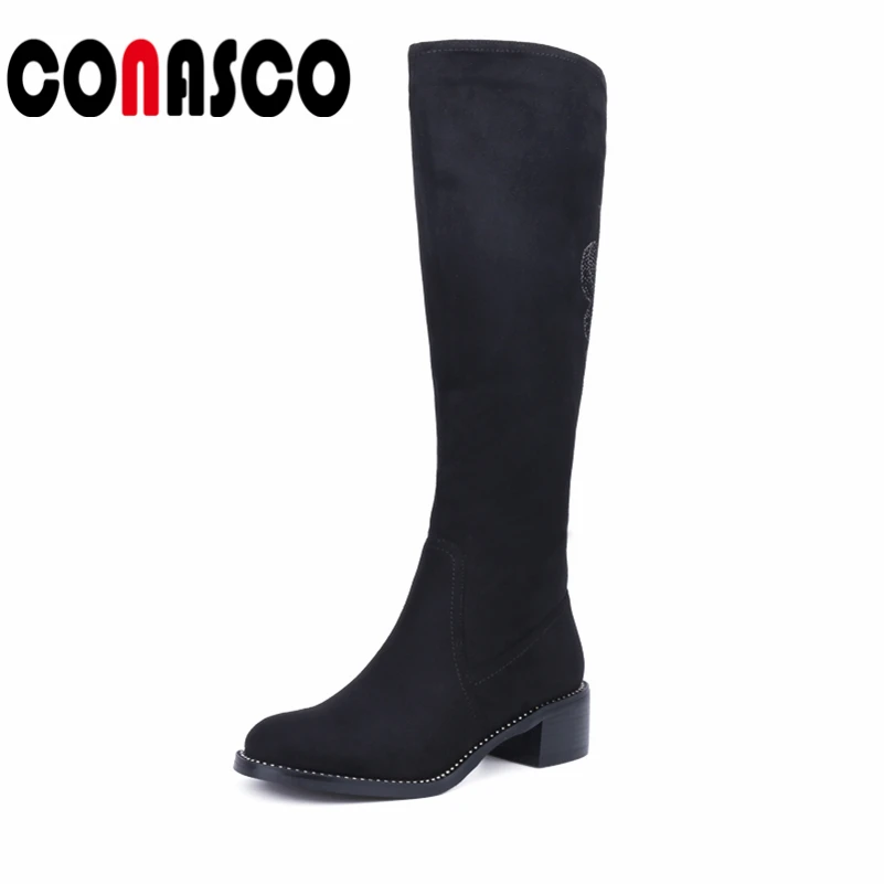

CONASCO Women's Winter Shoes Knee High Boots Plus Big Size High Quality Faux Suede Brand Women Shoes Woman Winter Snow Boots