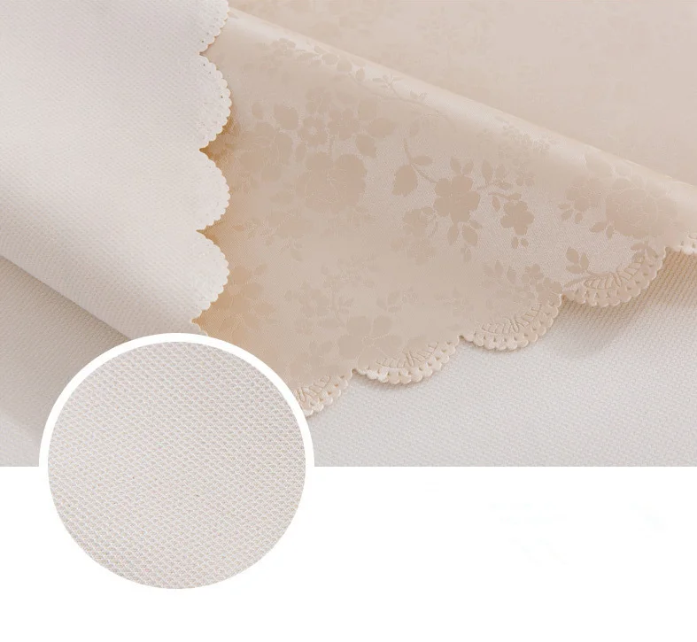  Luxury Round Table Cloth Top Damask Jacquard Waterproof Dining Table Cover Mat for Home Kitchen Din