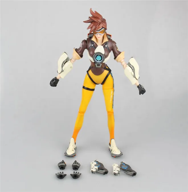 Action Figure Overwatch Ow gmae figura de ação figma 352 27cm personagem tracer comum modelo móvel boneca coleção brinquedos amigo presentes natal 10 9239485184_974623954
