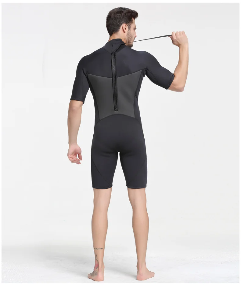 SBART 2MM Short Sleeve Neoprene Wetsuit Men Warm Winter Swimming Scuba Diving Suit Triathlon Wetsuit for Surfing Snorkeling N