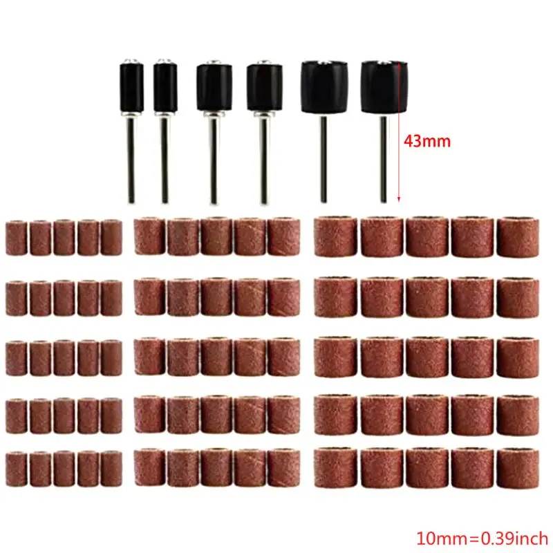

66 Pcs Drum Sanders Set Including 60 Pcs Sanding Bands and 6 Pcs Drum Mandrels self-expanding rubber cushioned drum mandrels