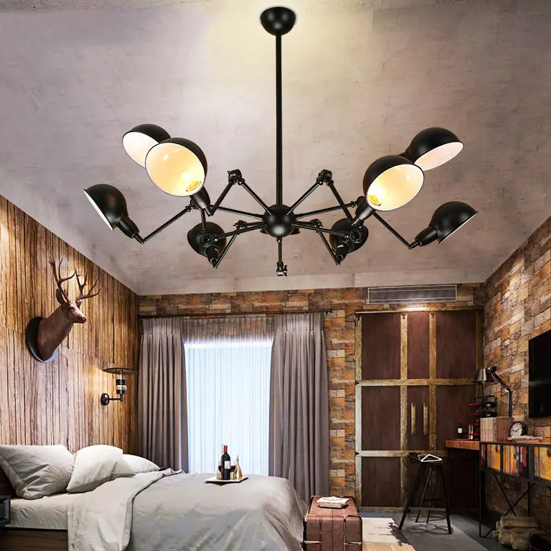 

6 / 9 / 12 Heads Nordic Loft Designer Iron Spider Pendant Light Creative Living Room Restaurant Studio Hanging Lights