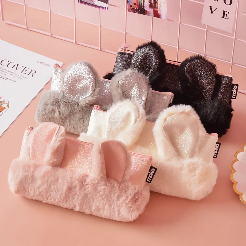 

Rabbit Plush Pencil Bag Girl Large Capacity Student Cute Stationary Case Creative Storage Organizer Estojo Escolar Papelaria
