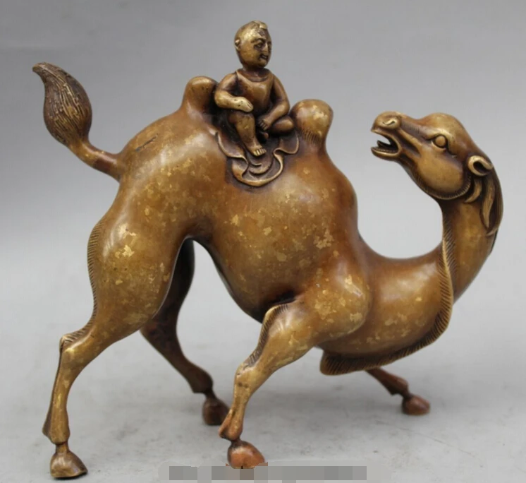 

shitou 001798 6"Chinese Pure Bronze lucky Naughty boy riding a camel Palace decorate statue discount 30% (C0324)