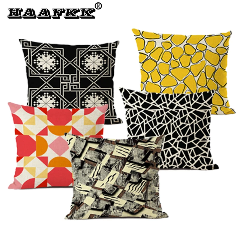 

Nordic Style Geometry Cushion Cover Geometric Arrow Home Decor Pillow Cover Rectangle Blue Black Leaf Dear Decorative Pillows