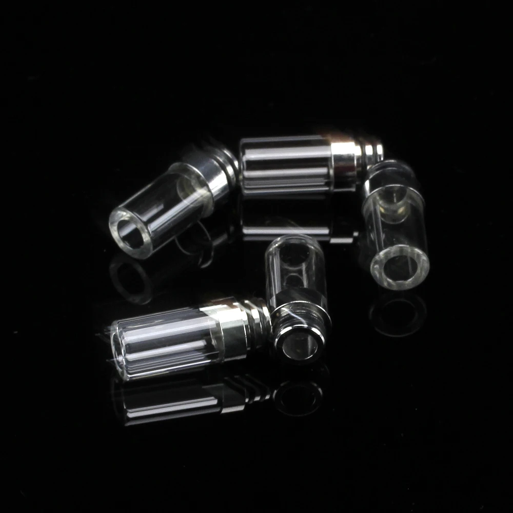 

5PCS Coil Father Long Glass Pyrex 510 Drip Tip with Stainless Steel Vape Mouthpiece for E Cigarette RDA RBA Atomizer DIY Tank