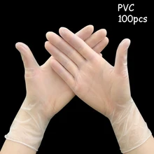 100 шт ПВХ одноразовые полиэтиленовые перчатки прозрачные ПВХ перчатки для еды для ресторана обеденного зала гостиничные рабочие перчатки