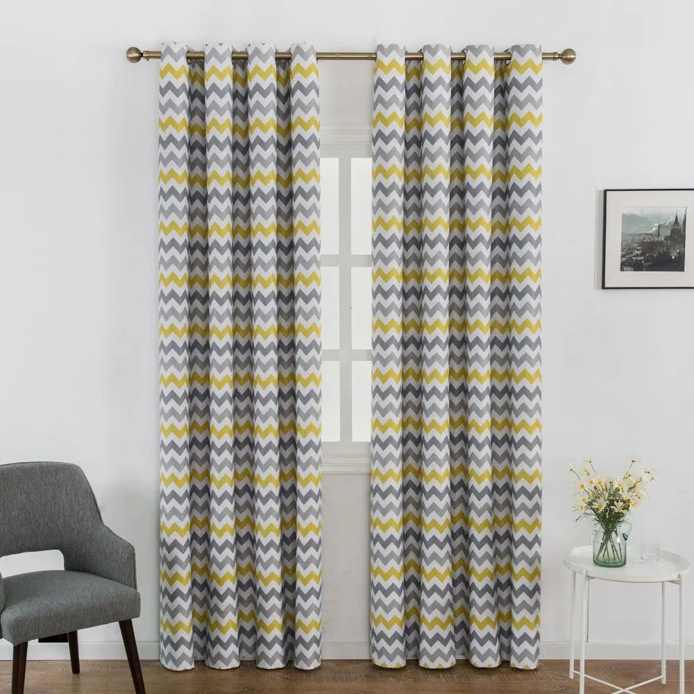 Topfinel Thick Thermal Insulated Blackout Curtains Window Treatment Printed Wave Stripes Drapes For Living Room Bedroom Kitchen