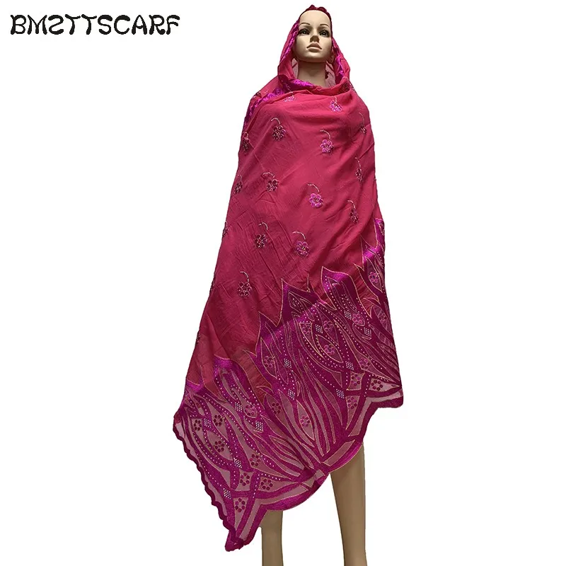 Мусульманский шарф африканская Женская шаль шали высокого качества тяжелый хлопок матч шарф из тюли мусульманский шарф больших размеров для пашмины BM706 - Цвет: BM706 4