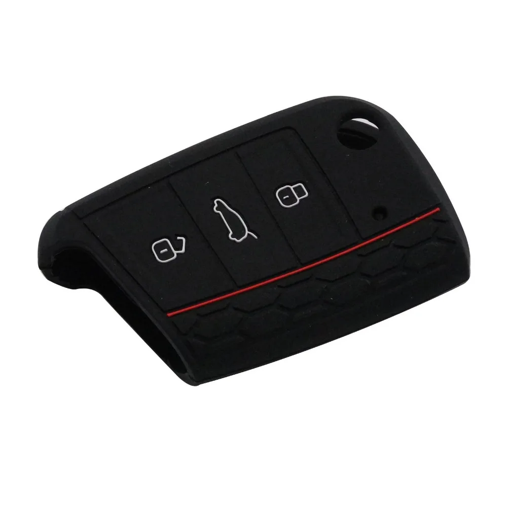 Силиконовый чехол для брелка с 3 кнопками jingyuqin VW Polo 2016 Golf 7 MK7 Skoda Octavia Combi A7 SEAT Leon Ibiza