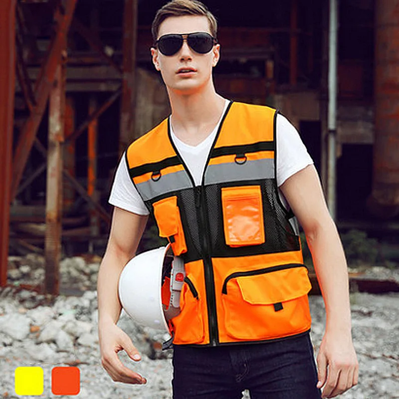 Reflective Cycling Vest Outdoor Sport Ciclismo Safety Traffic Safety Reflective Warning Vest Clothing Motorcycle Night Riding - Цвет: Orange